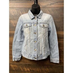 VTG‎ J Crew Women Light Blue Denim Jean Jacket Small 100% Cotton Style 39489